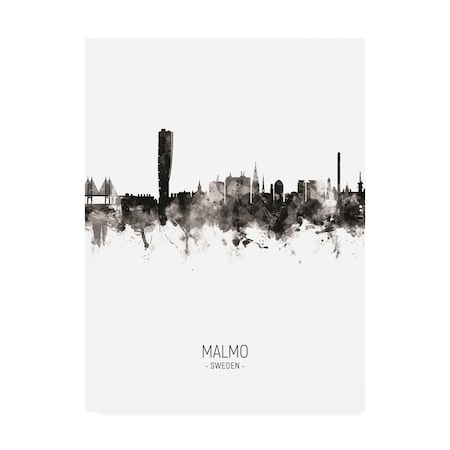 Michael Tompsett 'Malmo Sweden Skyline Portrait II' Canvas Art,14x19